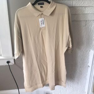 Men’s new XL tan golf shirt.